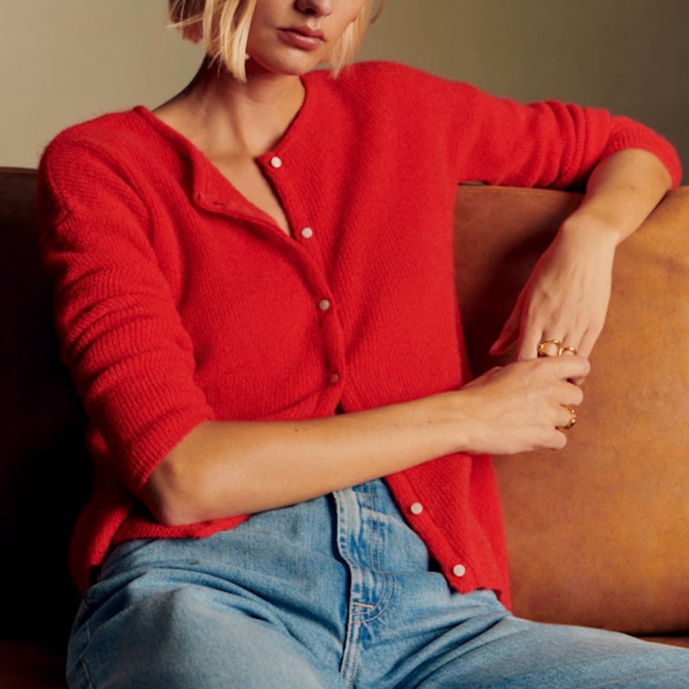 Sezane gaspard cardigan in red size medium